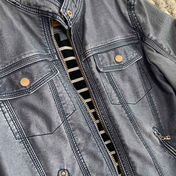 Point Zero Distressed Blue “Denim” Jacket - Picture 3 of 8